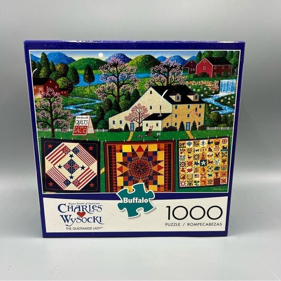 Charles Wysocki The Quiltmaker Lady 1000 Piece Puzzle - Picture 1 of 3